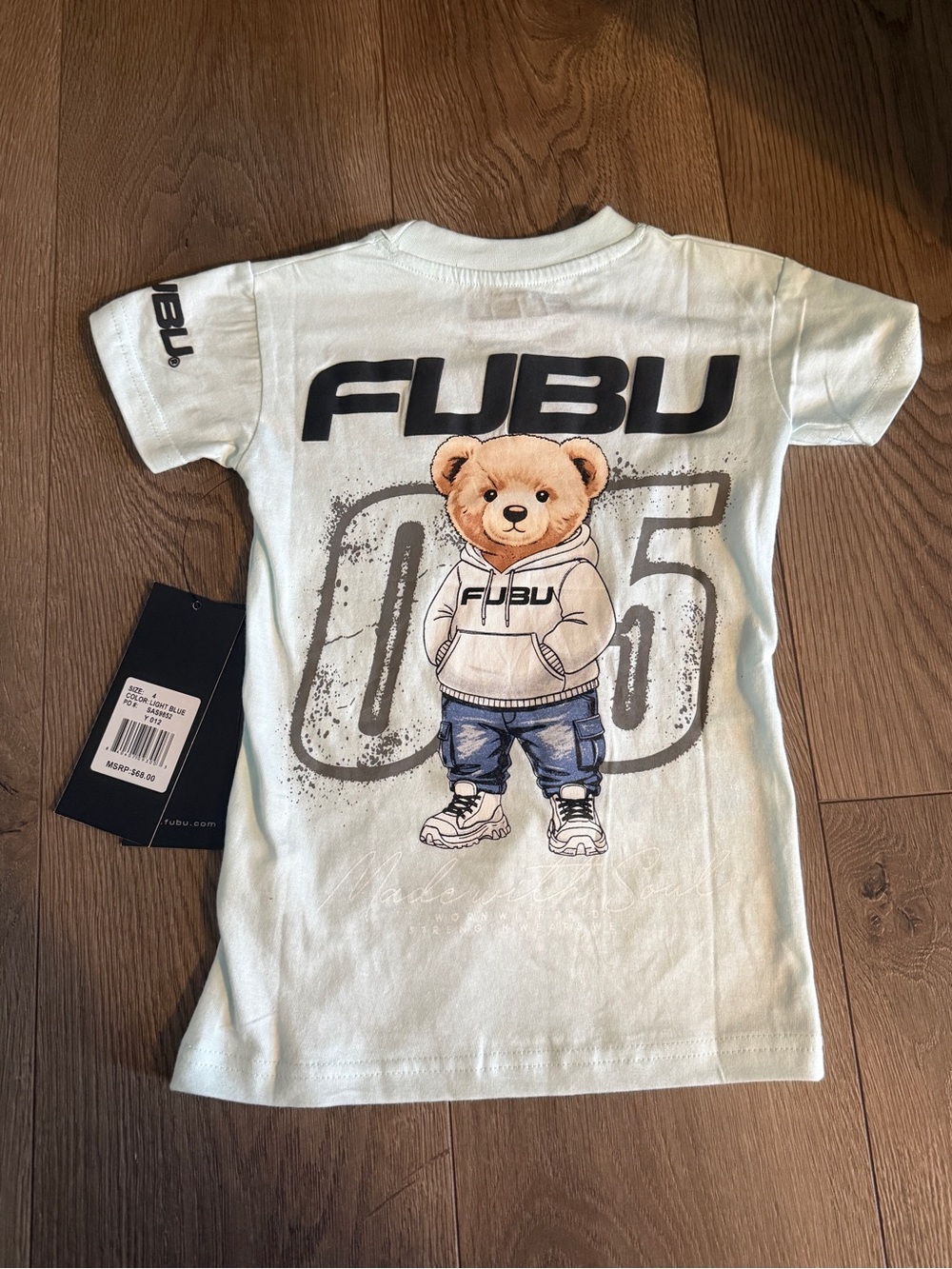 FUBU Kids Bear Graphic Tee in Light Blue 4T